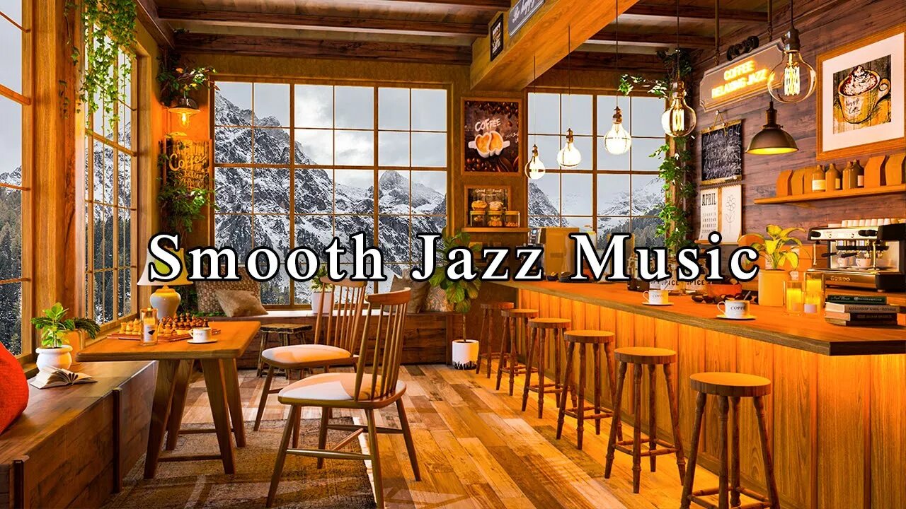 Smooth Jazz Music & Blizzard Sounds at Cozy Winter Cafe ☕ Relaxing Jazz Instrumental Music to Study