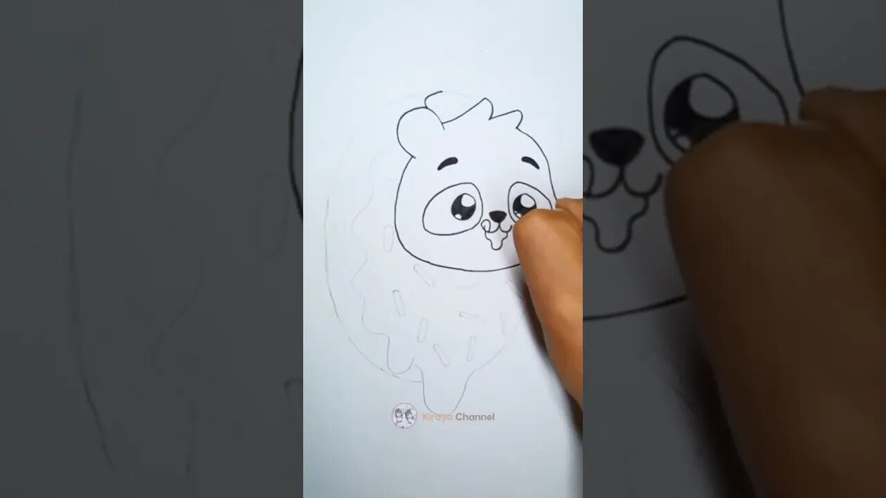 how to draw cute panda eating donut