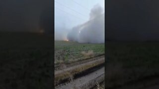 Russian fires heavy rocket artillery at Ukraine position