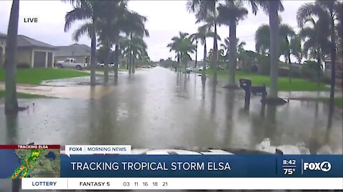 Flooding on SW 20th Ave and 28th Terrace in Cape Coral due to heavy rains from Elsa