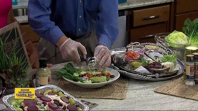 Little Greek restaurant owner whips up summer salad on the go