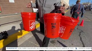 Home Depot donates 60 buckets of winter supplies to veterans