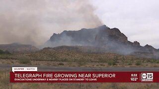 Telegraph Fire growing near Superior