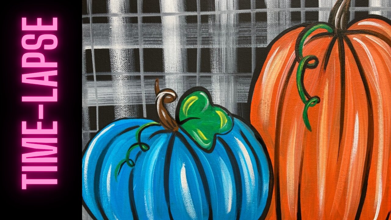 Timelapse version - 'Pumpkins and Plaid' easy fall acrylic tutorial