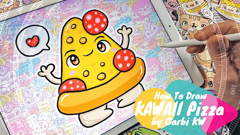 how to Draw Kawaii Pizza by Garbi KW