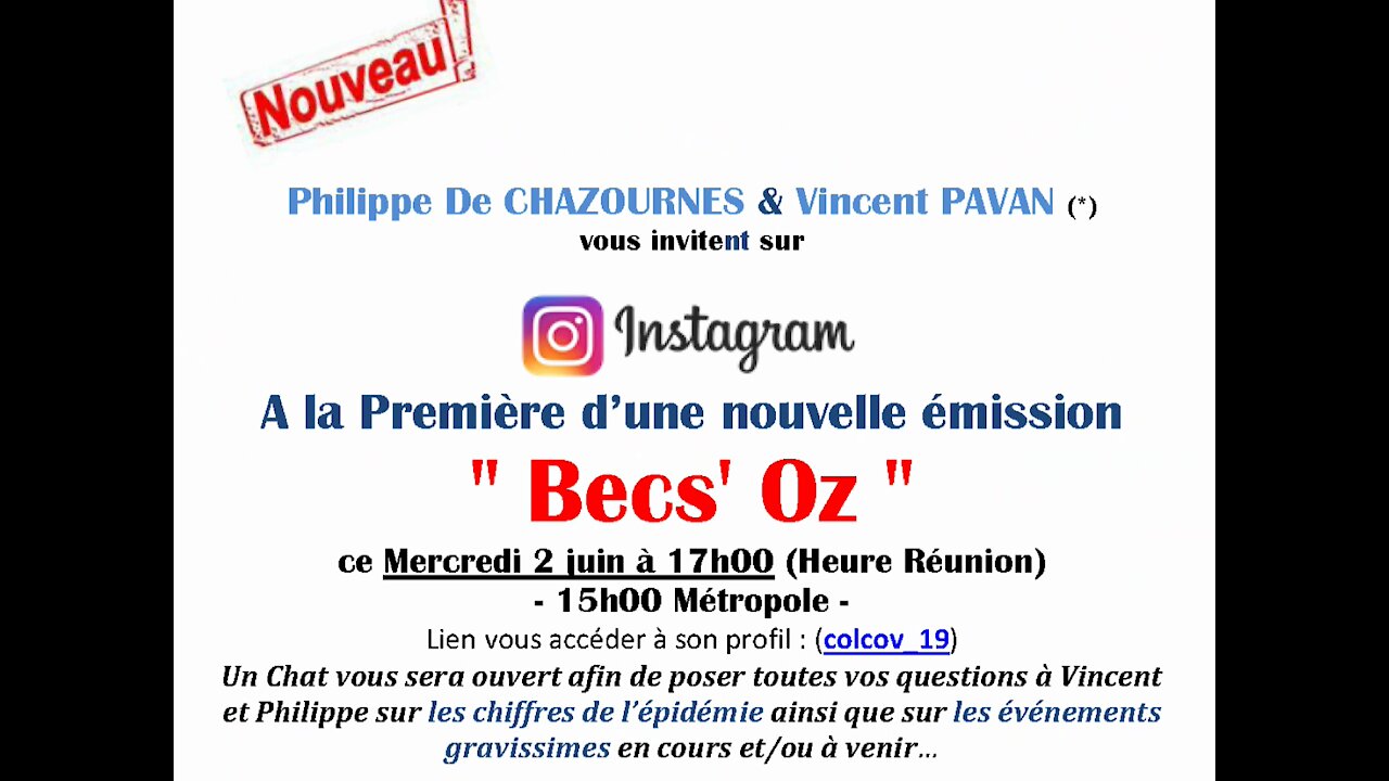 Philippe de Chazournes sur la Première en live de "Becs' Oz" sur Instagram ce 2 juin 2021