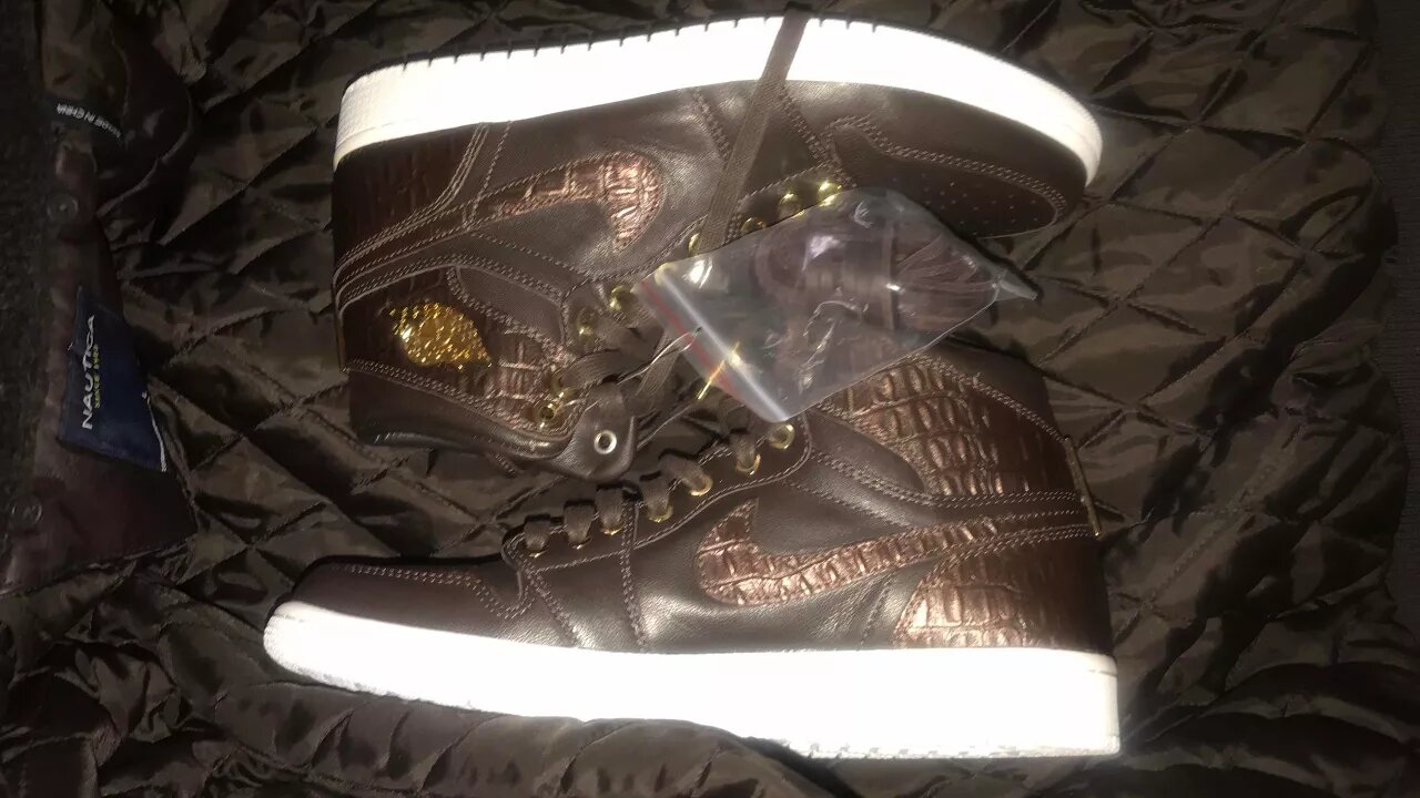 Air Jordan 1 Pinnacle CROC" (BRQ-BROWN/Metallic Gold)