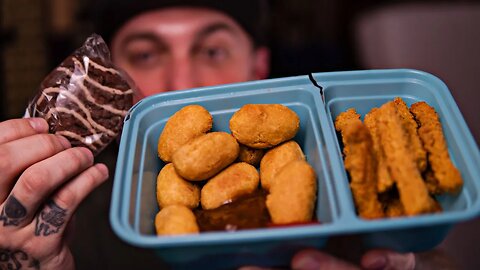 Chicken Fries, Mini Corn Dogs w/ a Little Debbie Fudge Round | ASMR (Whispering)