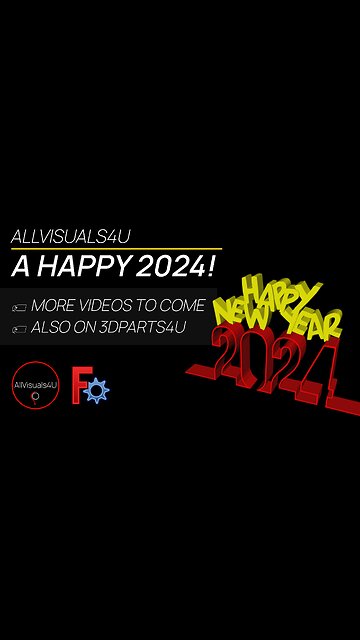 🧨 A Happy 2024 - FreeCAD Edit STL - New Year 3D Model - New Year Wishes 3D