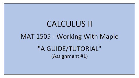 MAT 1505 - Maple Assignment #1