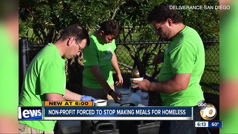 San Diego non-profit forced to stop making meals for homeless