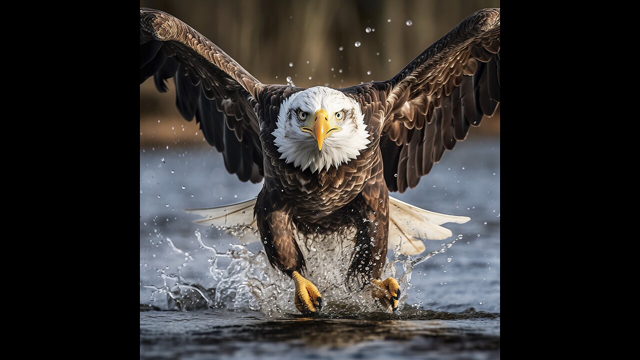 Eagles catches catfish diving into water