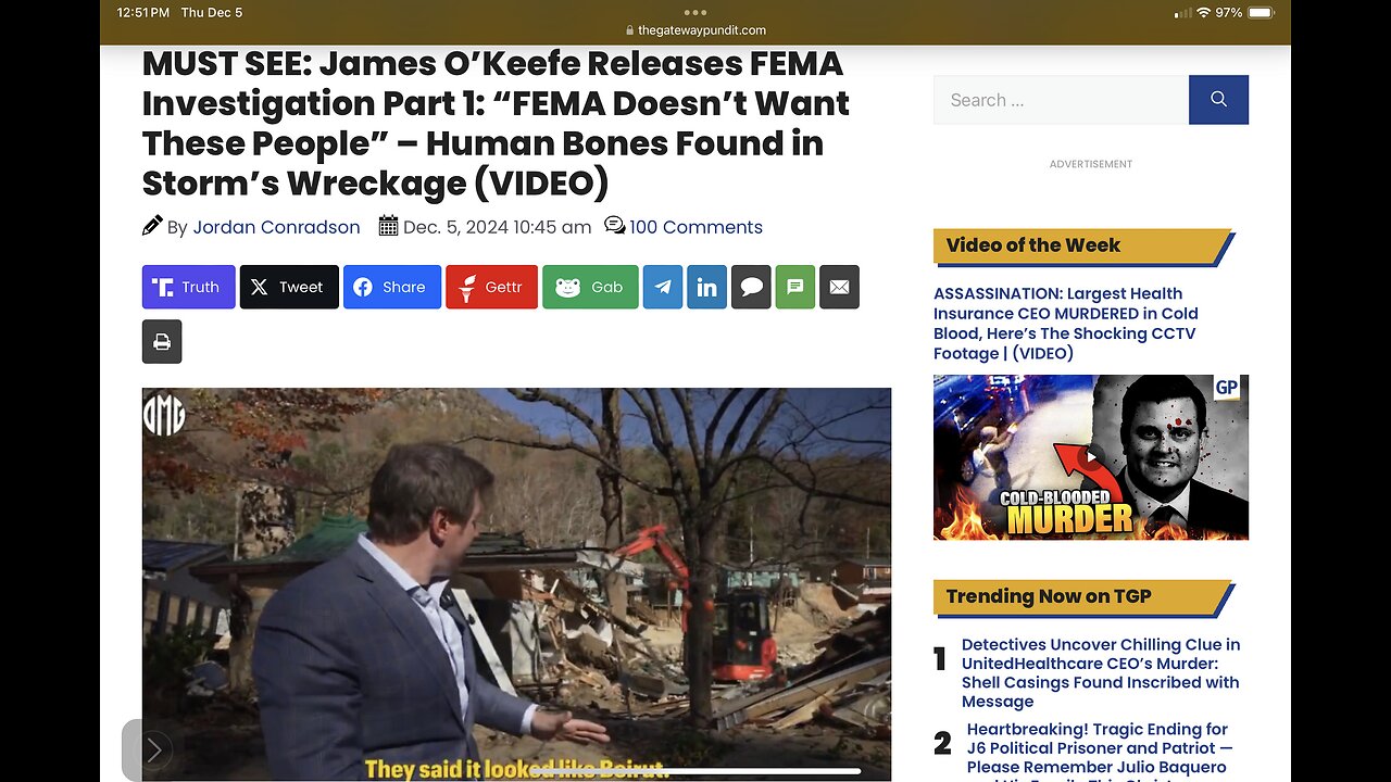 James O’Keefe Releases FEMA Investigation Pt 1: “FEMA Doesn’t Want These People” – Human Bones Found