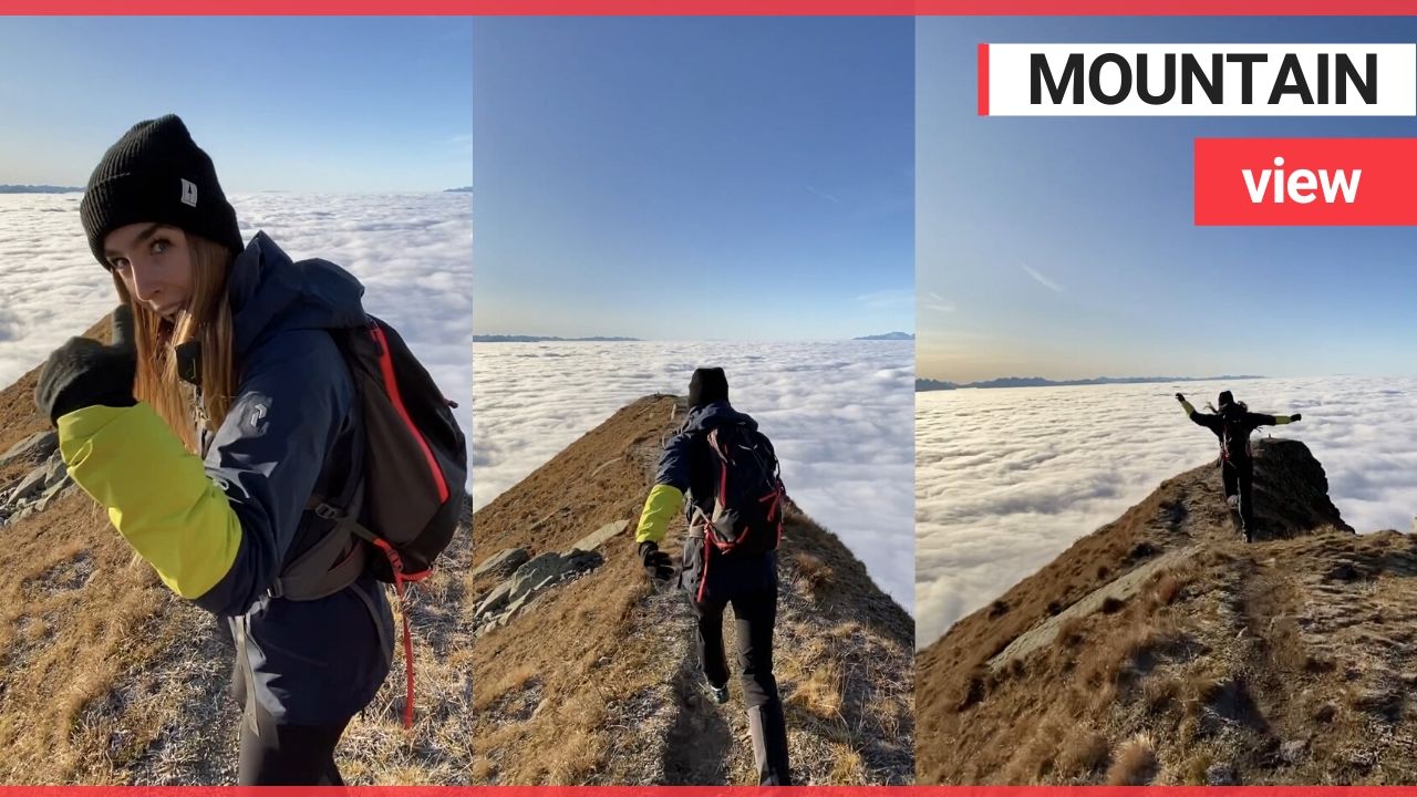 Travel junkie appears to be running the clouds within an Italian mountain range