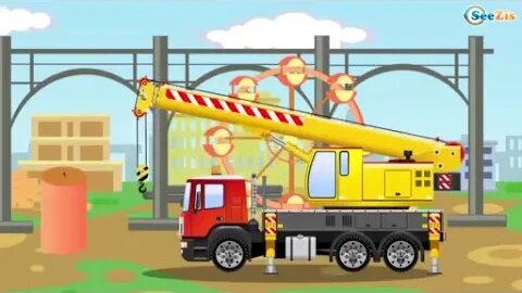 The Big Red Truck working hard in the City I Car For Kids Cartoon