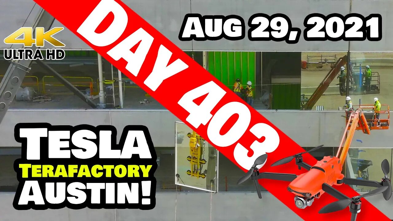 Tesla Gigafactory Austin 4K Day 403 - 8/29/21 - Tesla Terafactory Texas - WINDOWS OF GIGA TEXAS!