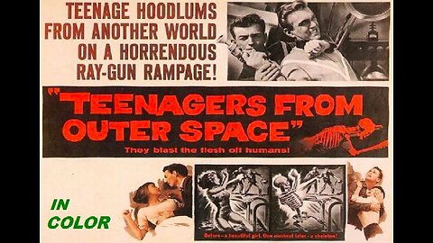 TEENAGERS FROM OUTER SPACE 1959 in COLOR Alien Teen Boy Falls for Earth Girl FULL MOVIE