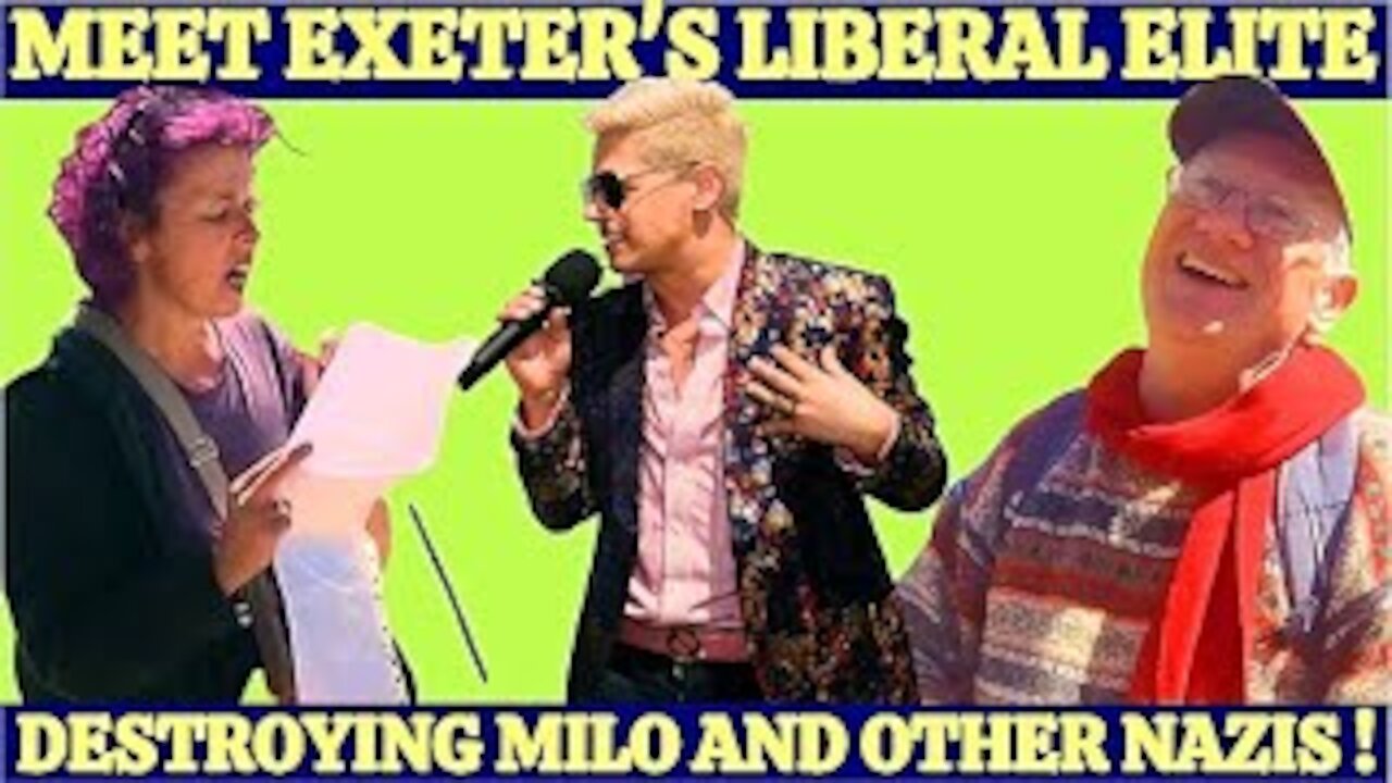 Milo confronted by the tip of the Exeter Liberal elite's SPEAR! Oh dear!