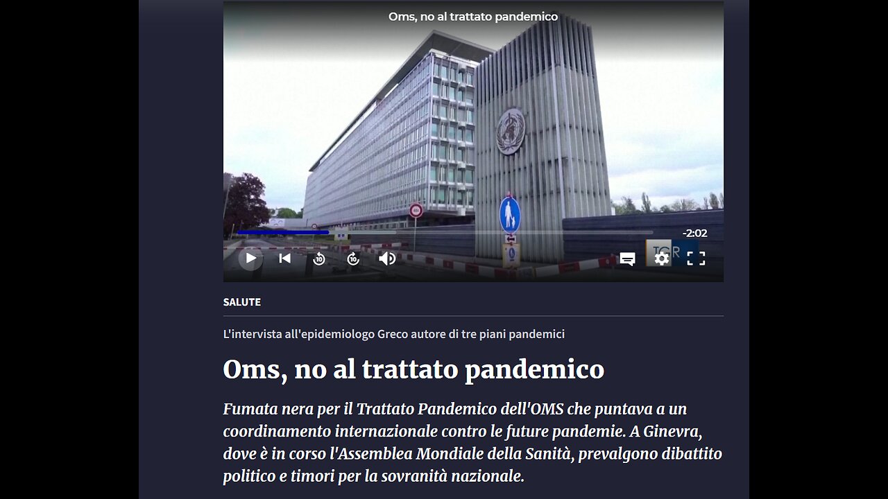 NOTIZIE DAL MONDO Organizzazione Mondiale Sanita(OMS),NO AL TRATTATO PLANDEMICO A Ginevra,in Svizzera dove è in corso la 77ma Assemblea Mondiale della Sanità, prevalgono dibattito politico e i timori per la sovranità nazionale.