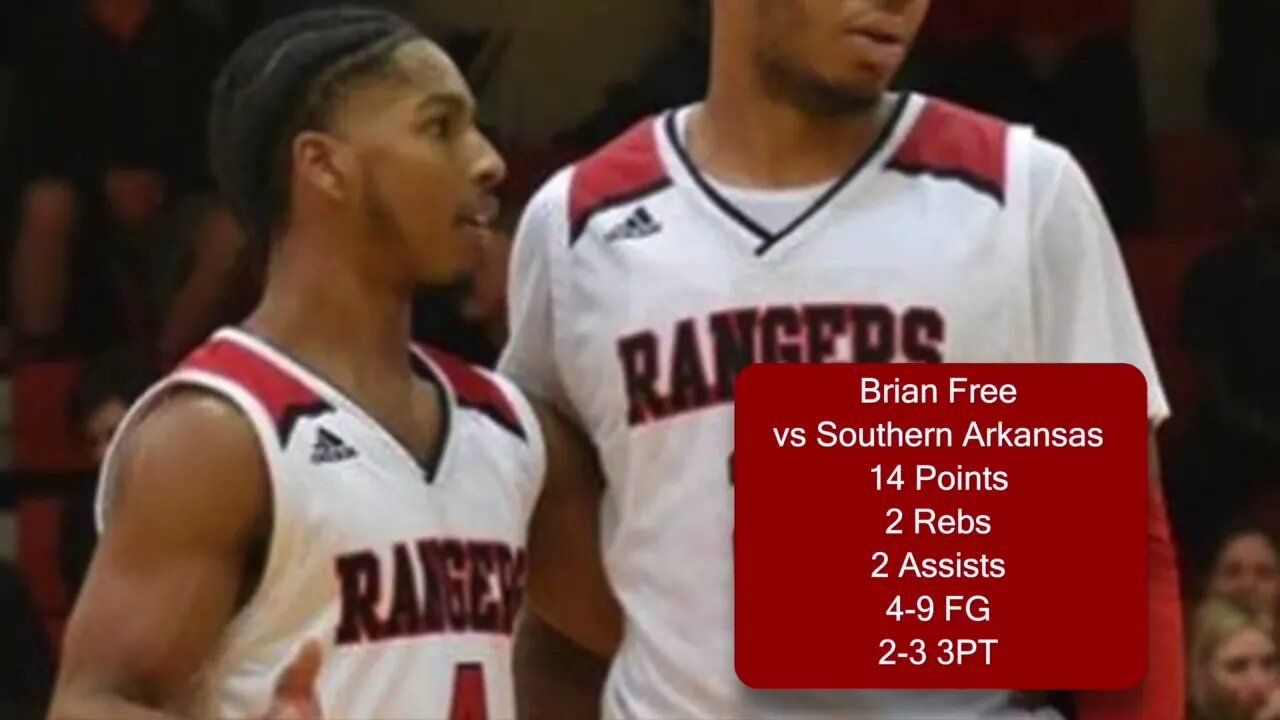 Brian Free vs Southern Arkansas 14 Pts 2 Rebs 2 Assists 4-9FG 2-3 3 Pt