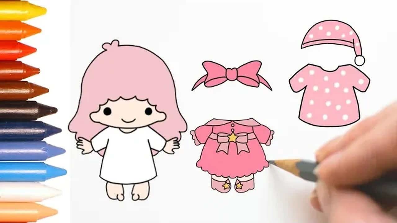 COMO DESENHAR MY LITTLE STARS + VESTIDO+ PIJAMA #mylittlestar #hellokitty #dollpaper