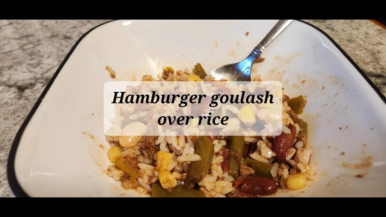 Hamburger goulash over rice @TheProvidentPrepper #hamburger #rice #pantry #glutenfree