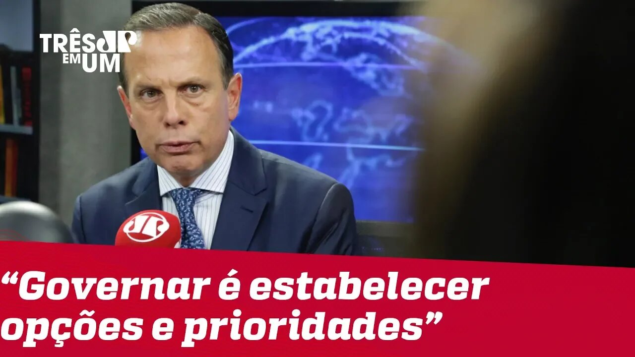 #3em1 | Sobre cortes na cultura, Doria diz que 'governar é estabelecer opções e prioridades'