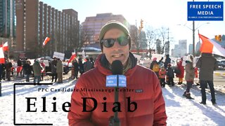 Elie Diab speaks at Mississauga Freedom Rally 02/06/2022 near Square One