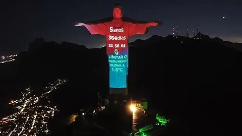 RELÓGIO DA MUDANÇA CLIMÁTICA NO CRISTO REDENTOR NO RIO!