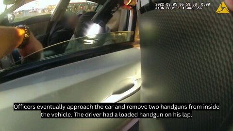2 armed men passed out in a car at an intersection. Bodycam shows police and bizarre gun situation