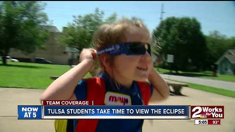 Tulsa students take time to view the solar eclipse