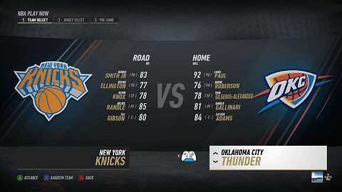 🏀NBA Live Season - Week 3 - New York Knicks (Road) VS (Home) Oklahoma City Thunder