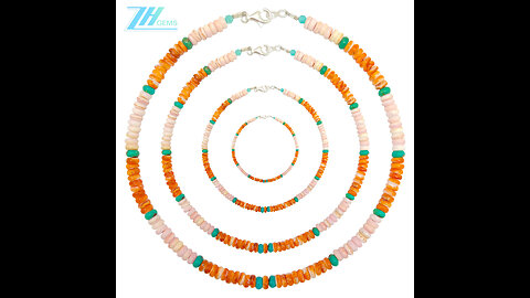 Natural turquoise spiny oyster Amazonite Princess spiny oyster gemstone Jewelry set