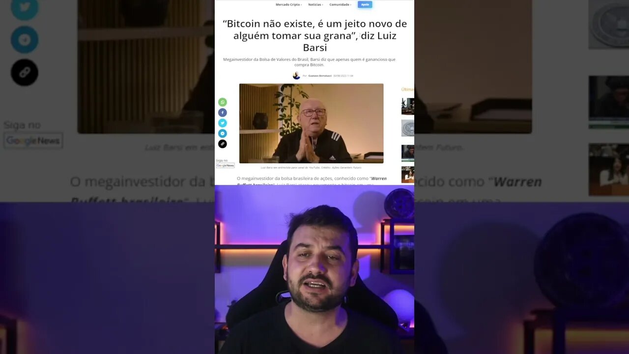 Barsi diz que Bitcoin é só mais um jeito de tirar dinheiro das pessoas!