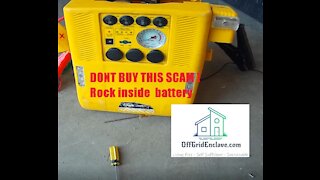 Scam Alert ! Cheap Car Emergency Jump Start Kit has Rock inside Battery ! Don't buy this !!