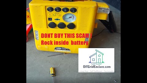 Scam Alert ! Cheap Car Emergency Jump Start Kit has Rock inside Battery ! Don't buy this !!