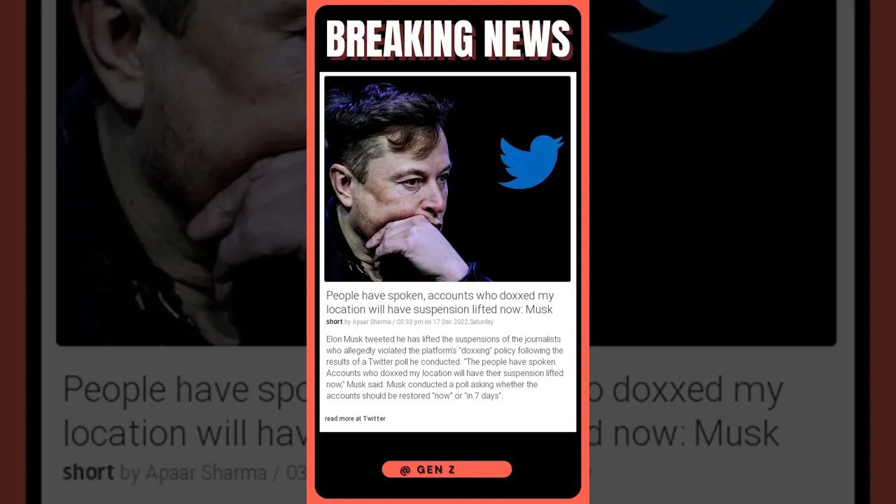 Elon Musk Lifts Suspension on Accounts Who Doxxed His Location | #shorts #news