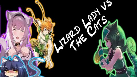 Lizard lady vs the cats