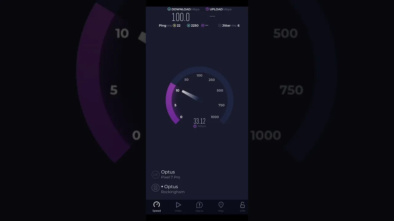 Amaysim Speedtest on Pixel 7 Pro indoors