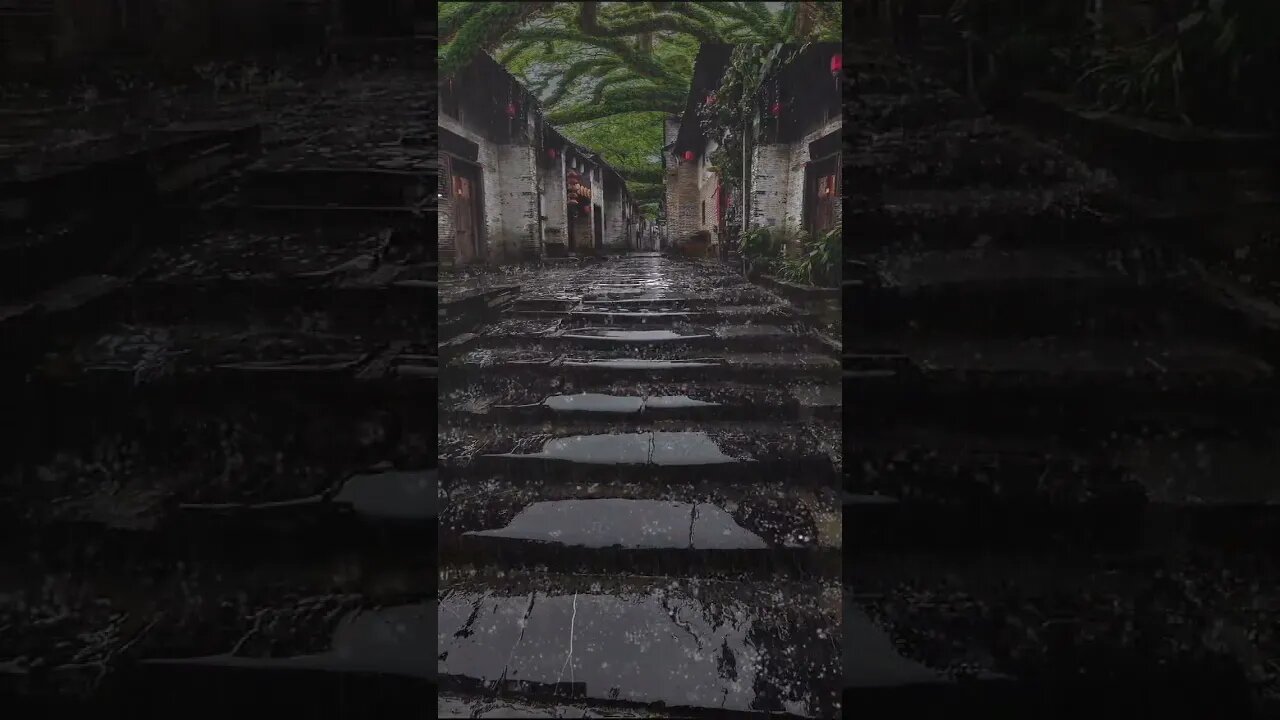 雨声助眠-微风细雨中享受古城街道雨声雷声的放松、快速入睡ASMR#shorts #short #rain #rainsounds #sleep #shortsvideo #feel