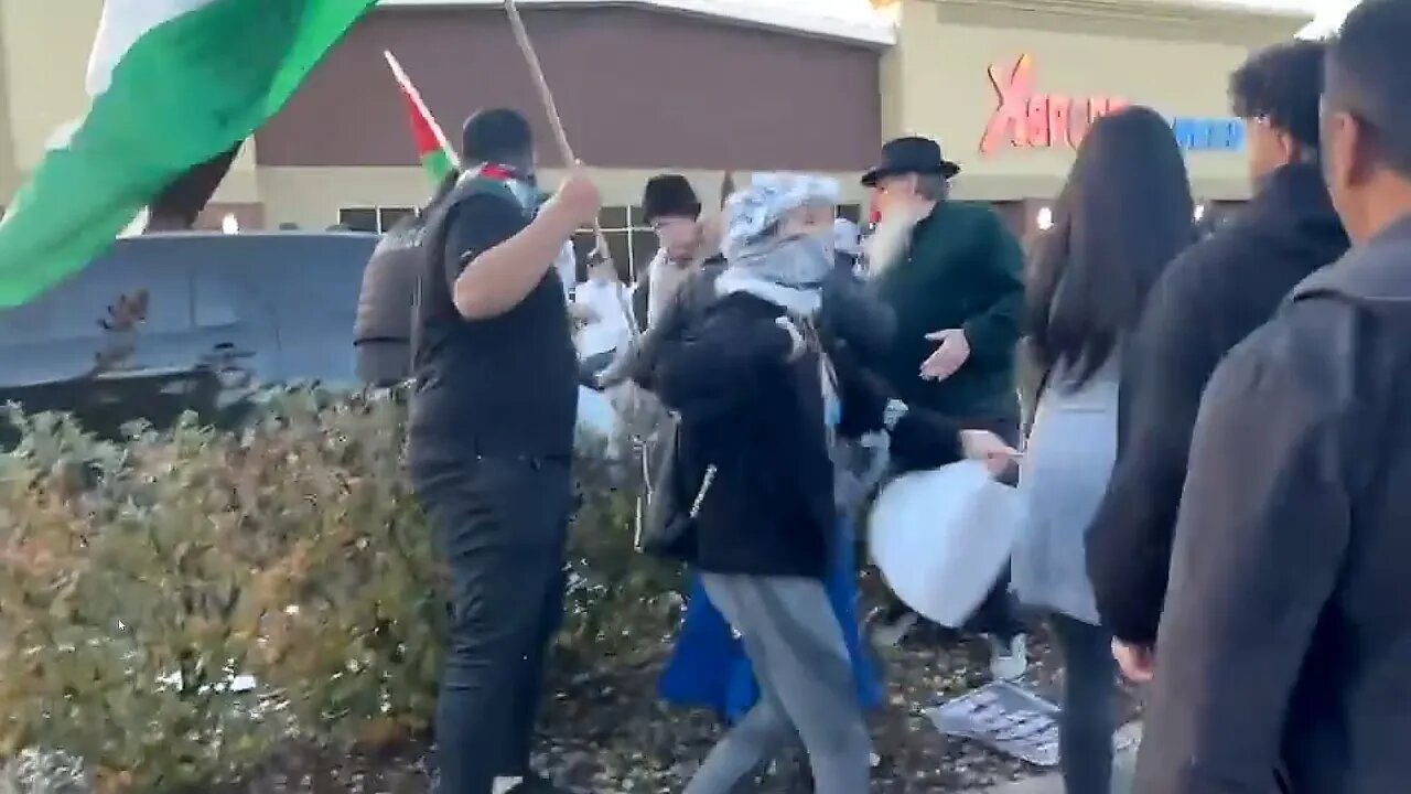 Pro-Hamas Protestors Attack Peaceful Individual