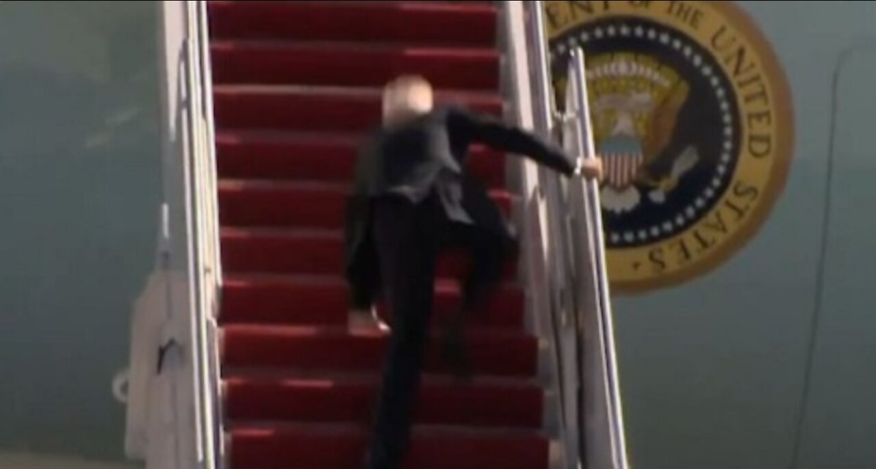 Biden TRIPS Three Times In a Row While Boarding AF One