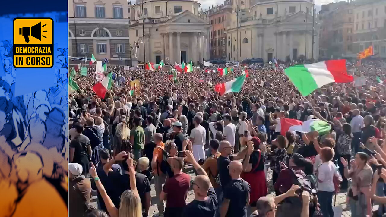 Dentro la piazza: le immagini, i cori, gli striscioni. Ecco piazza del Popolo il 9 ottobre