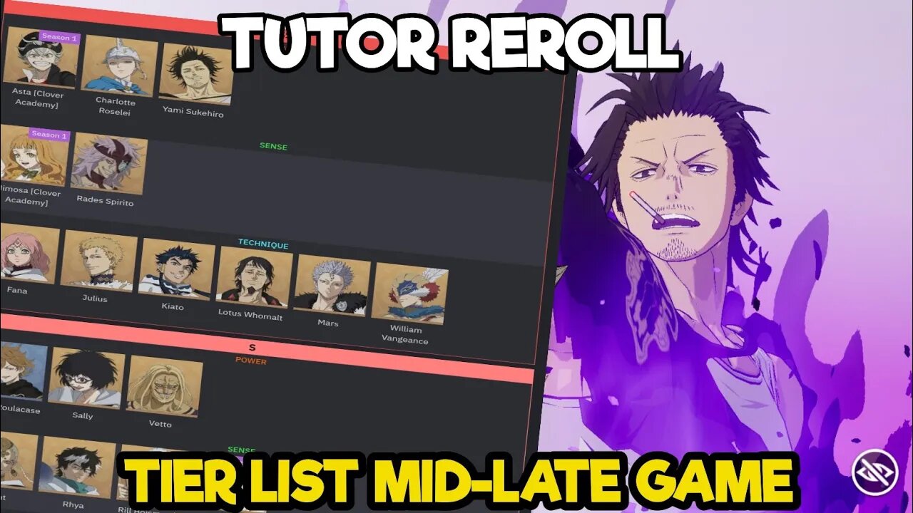 Tutorial Reroll - Bahas Tier List Mid-Late Game Black Clover Canada
