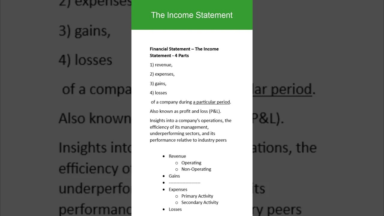 4 Parts of the Income Statement #moneyshorts #incomestreams #moneymanagement #moneytips #moneysmart