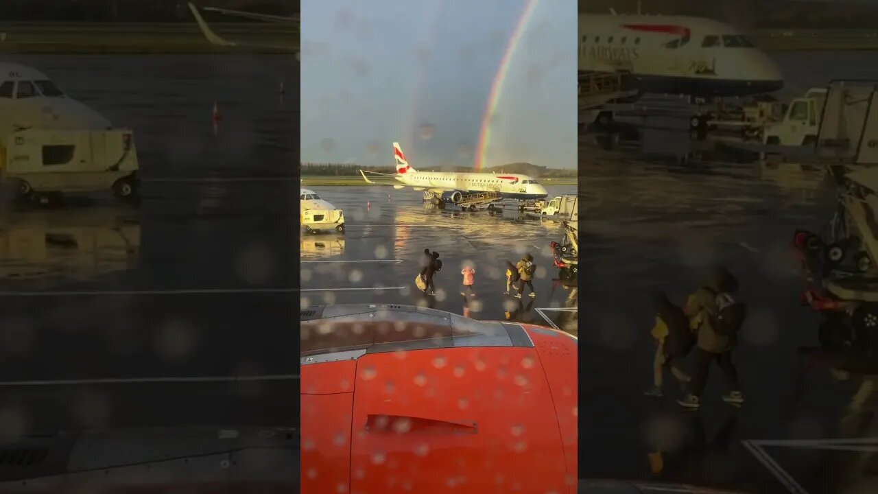 Beautiful Rainbow over British Airways flight at Edinbugh flying to Gibraltar #shorts