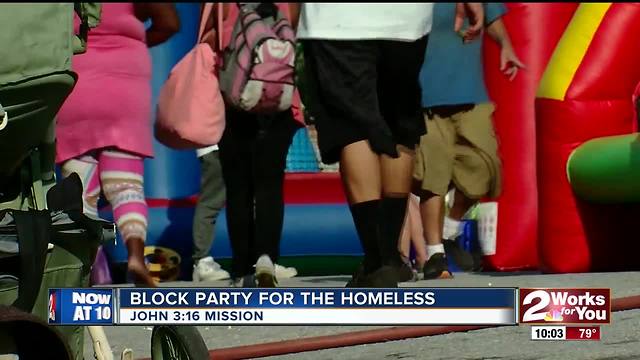 A downtown mission held a block party for homeless after 'roughest summer'