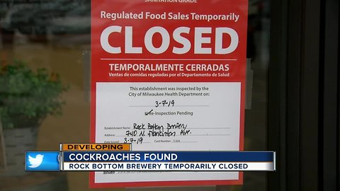 Rock Bottom Brewery closed due to cockroach infestation