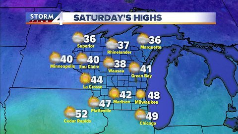 Calm Friday night with patchy fog and lows in the 30s