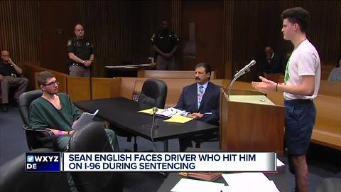 Sean English faces driver who hit him on I-96 during sentencing